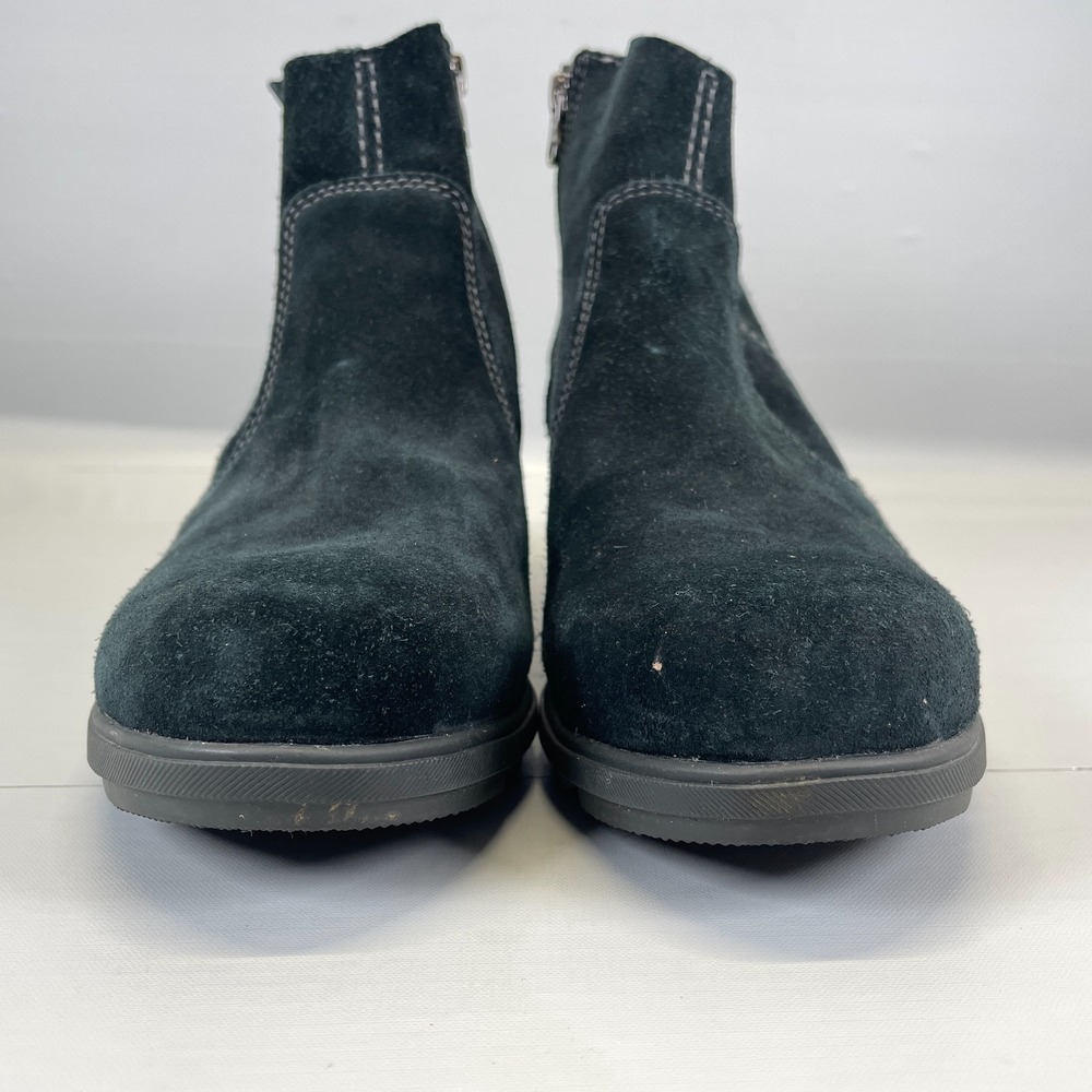 SOREL Evie Wedge Ankle Boots Womens Size 10 Black Suede Zip Up Casual Shoes - Picture 3 of 10